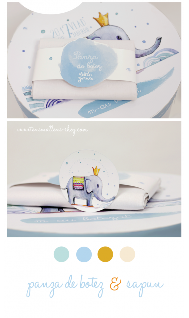 Trusou de botez cu elefanti si broderie pentru baieti, Bebe Elefant 6